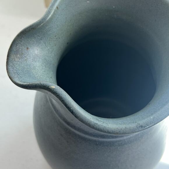 Elk Falls Pottery Blue Studio Art Pitcher Stoneware Glazed Speckled 9" - Picture 5 of 12